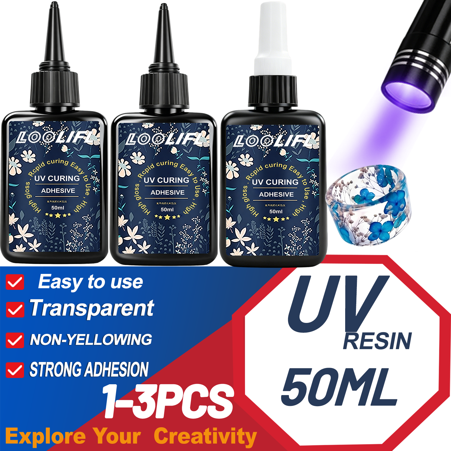 LOOLIFL UV Resin Glue 50G Kit  - Liquid Uv Glue Kit avis et prix
