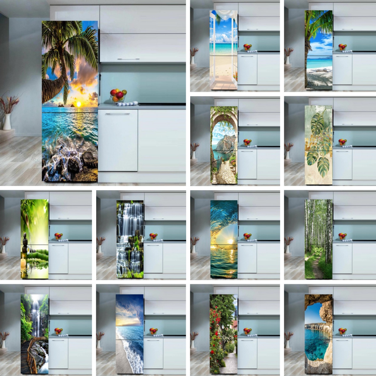 Seaside Beach Fridge Sticker D - Full Cover Adhesive avis et prix