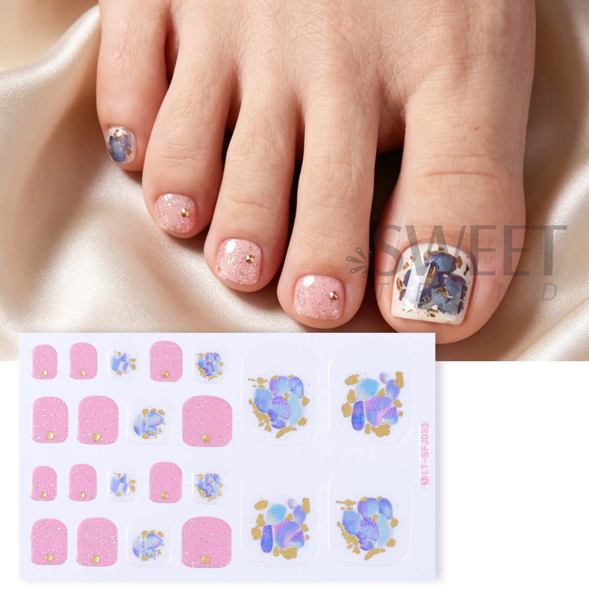 5pcs Elegant Rhinestone Design - Full Cover Adhesive avis et prix
