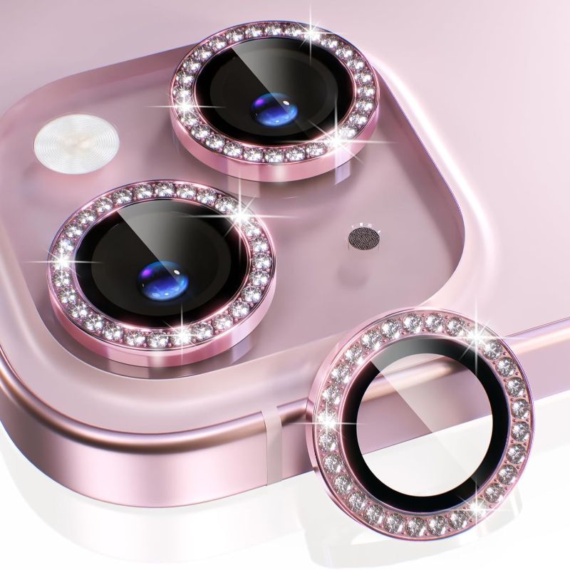 1PC Pink Glitter Diamond Camer - Tempered Glass Screen 9H avis et prix