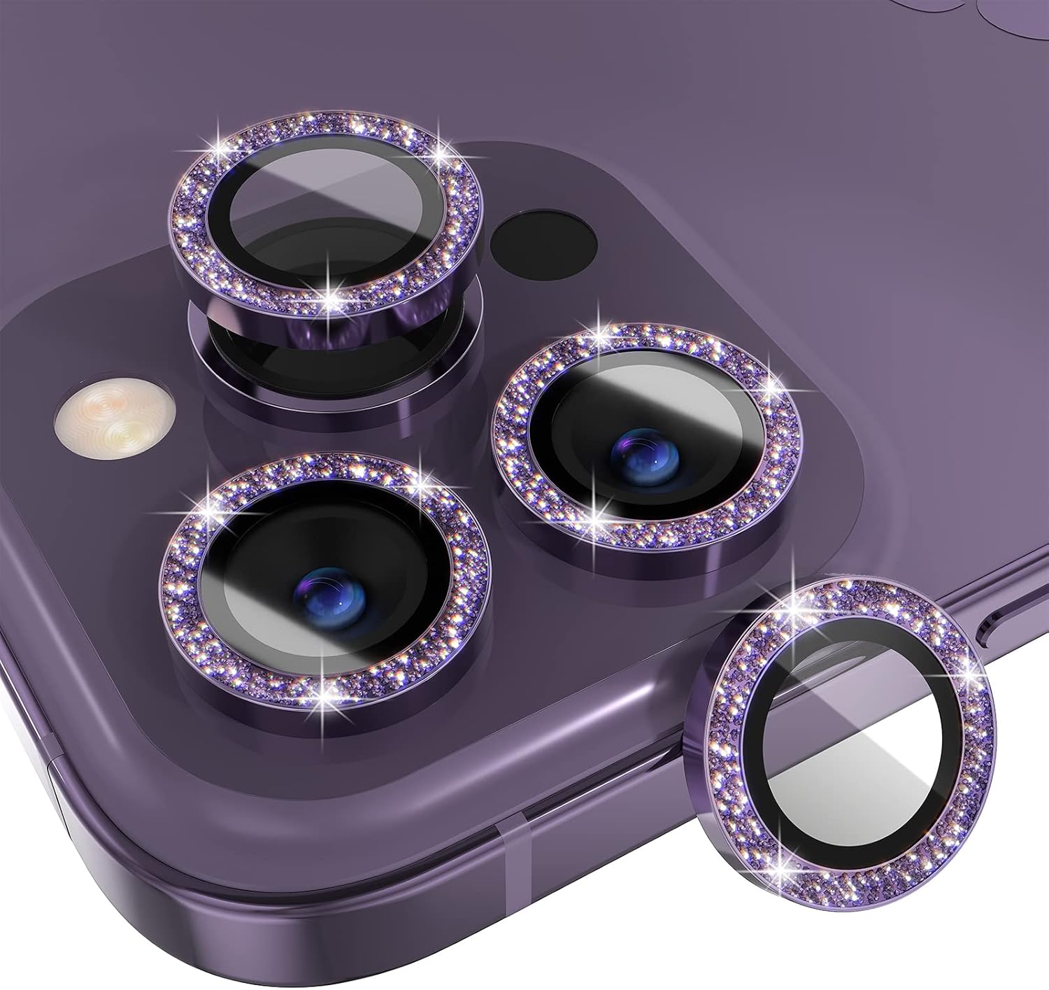 1Set Bling Glitter Purple Came - Tempered Glass Screen 9H avis et prix