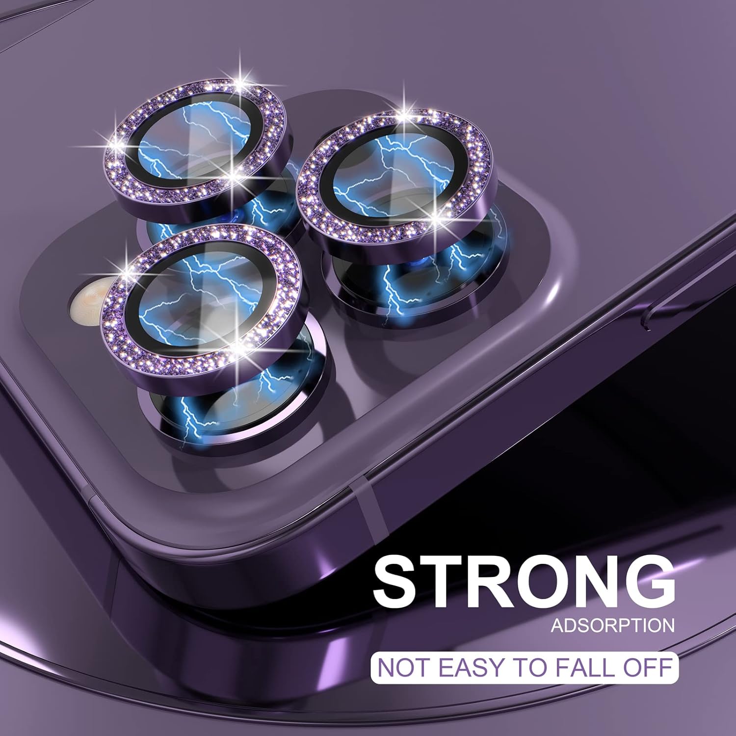 1Set Bling Glitter Purple Came - Tempered Glass Screen 9H avis et prix