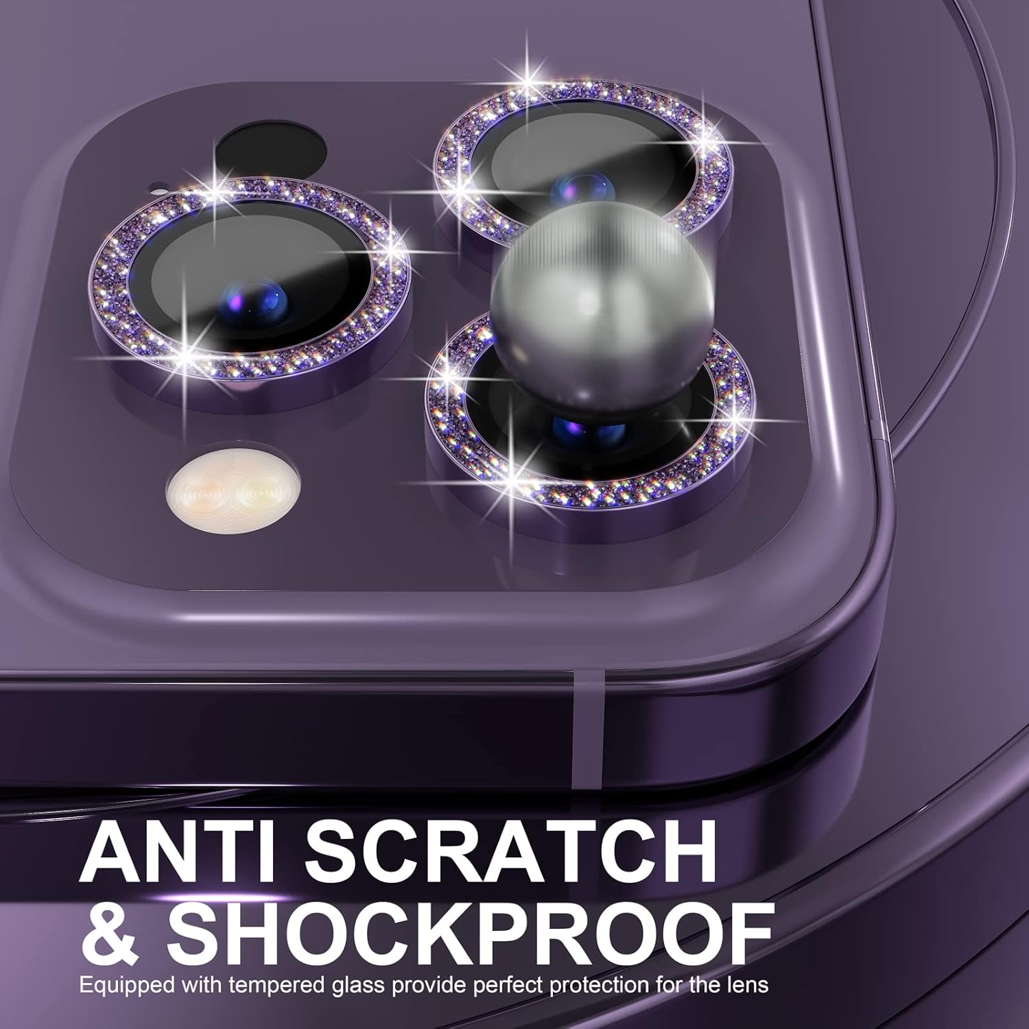 1Set Bling Glitter Purple Came - Tempered Glass Screen 9H avis et prix